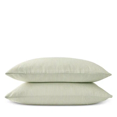 Christy Ticking Stripe Twill King Pillowcases, Pair In Green