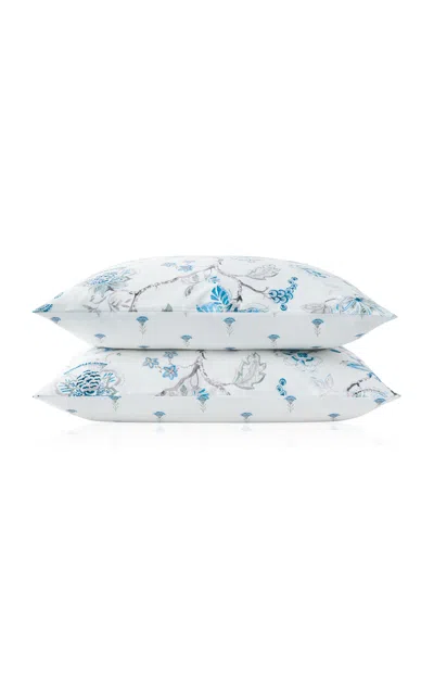 Christy - Tropical Floral King Pillowcase Set - Blue
