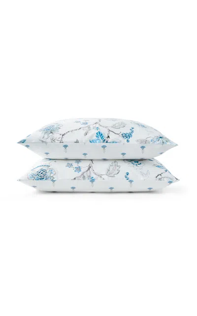 Christy - Tropical Floral Standard Pillowcase Set - Blue