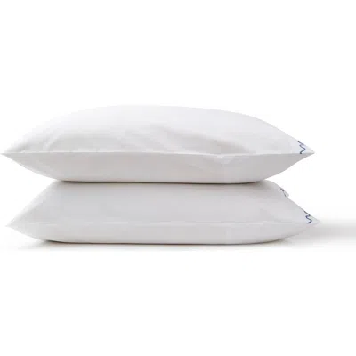 Christy Wave Embroidered Edge Cotton Percale Pillow Sham Pairs In White