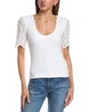 Chrldr Alfee Eyelet Sleeve T-shirt In White
