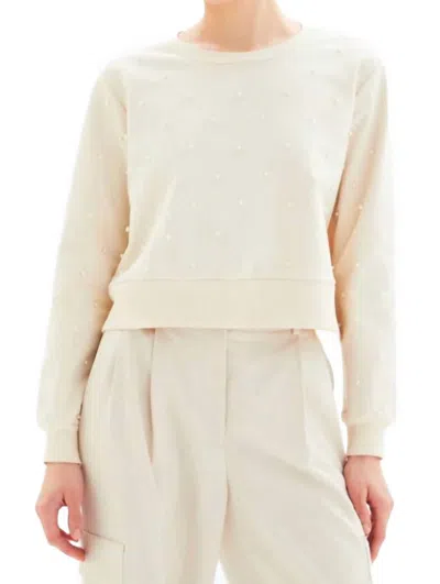 Chrldr All Over Pearl Sweatshirt In Birch In White