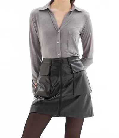 Chrldr Amrat Jersey Blouse In Graphite In Yellow
