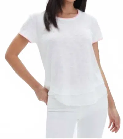 CHRLDR AVA TIPPED TEE IN WHITE/PINK