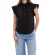 Chrldr Bridget Ruffled Button Up Top In Black In Black