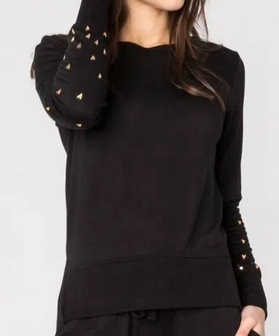 Chrldr Doodle Hearts Top In Black