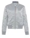 Chrldr Leni Crinkle Bomber Jacket In Grey