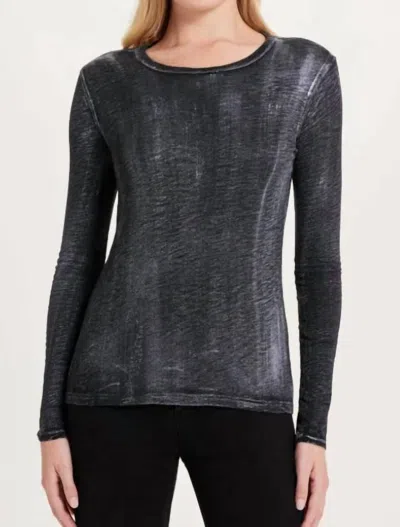 Chrldr Long Sleeve Metallic Sparkle Tee In Black/silver
