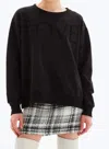 Chrldr Love Side Zip Straight Crewneck Sweatshirt In Black In Black