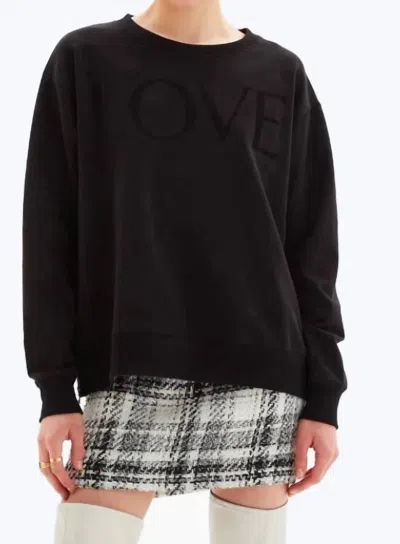 Chrldr Love Side Zip Straight Crewneck Sweatshirt In Black In Animal Print