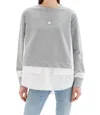 Chrldr Melissa Mixed Media Sweatshirt In Heather Grey In Grey