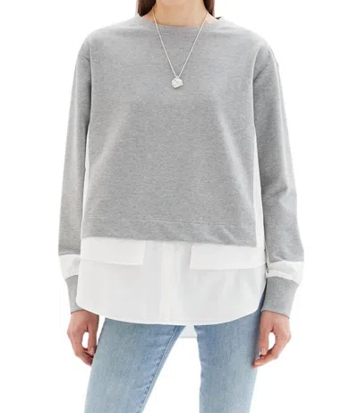 Chrldr Melissa Mixed Media Sweatshirt In Heather Grey In Gray