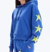 Chrldr Neon Star Crop Pullover Hoodie In Electric Blue In Blue