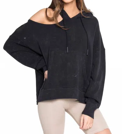 Chrldr Oversized Cut Shoulder Hoodie In Mineral Black