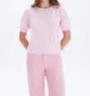 Chrldr Rosie Pleated Cuff T-shirt In Blush In Pink