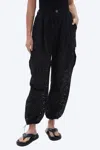 Chrldr Sia Loose Eyelet Cargo Pant In Black