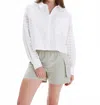 Chrldr Simone Button Up Top In White In White