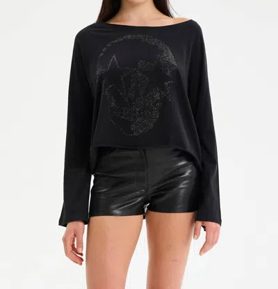 Chrldr Skull Star Anita Top In Black