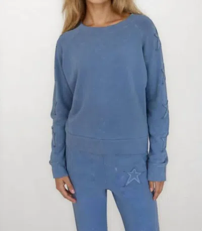 Chrldr Starbound Raglan Crew Sweatshirt In Med Blue