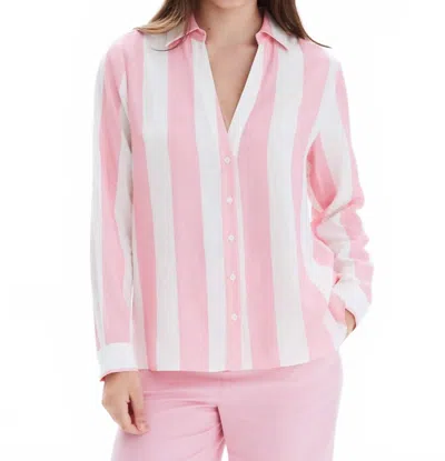 Chrldr Striped Frida Button Up Blouse In Blush In Multi