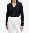 Chrldr Whipstitch Amrat Jersey Blouse In Black
