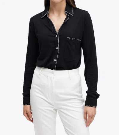 Chrldr Whipstitch Amrat Jersey Blouse In Black