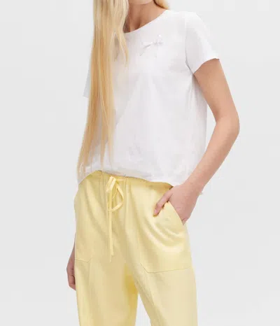 Chrldr Jane Bow Perfect Tee In White In Multi