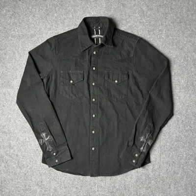 Pre-owned Chrome Hearts - Denim Cross Patch Button Up In Black