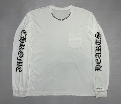 Pre-owned Chrome Hearts - Neck Script Logo Pocket L/s Shirt In White