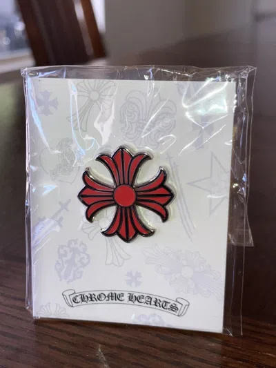 Pre-owned Chrome Hearts 1” Cross Pin In Red