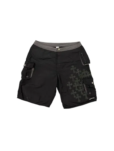 Pre-owned Chrome Hearts 1/1 Cross Patch Cargo Board Shorts In Black
