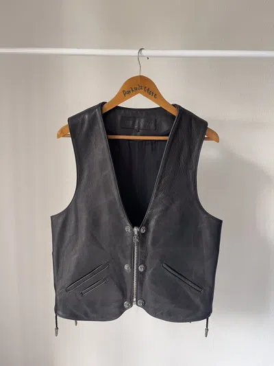 Pre-owned Chrome Hearts 1995 Iconic  Six Button Leather Vest In Black