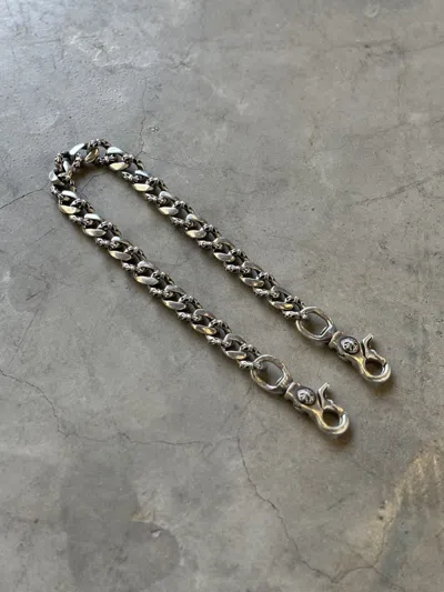 Pre-owned Chrome Hearts 2 Clips Fancy Wallet Chain In Silver