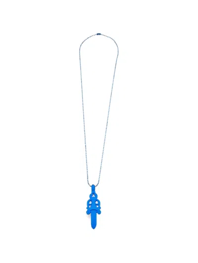 Pre-owned Chrome Hearts 2023 Silichrome Dagger Pendant Necklace In Blue