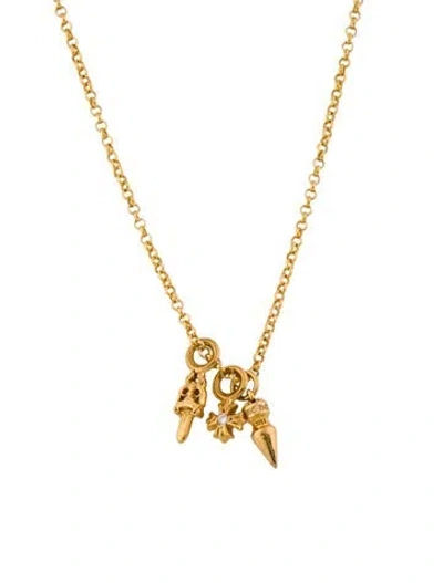 Pre-owned Chrome Hearts 22k Diamond 3 Charm Pendant Necklace, 30.5" In Multi