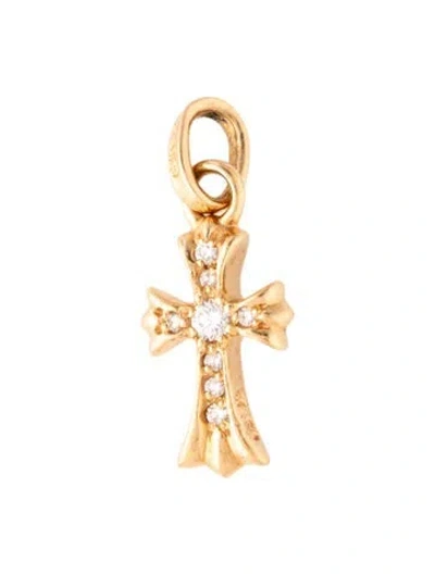 Pre-owned Chrome Hearts 22k Diamond Baby Fat Cross Pendant, 1" In Multi