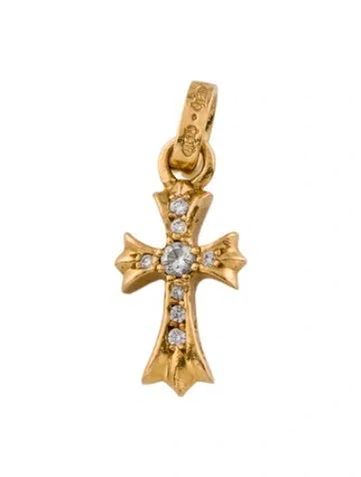 Pre-owned Chrome Hearts 22k Diamond Baby Fat Cross Pendant In Multi