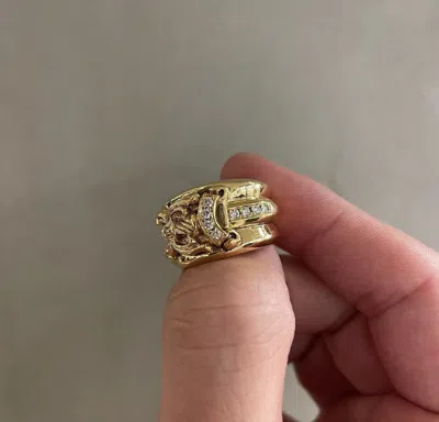 Pre-owned Chrome Hearts 22k Gold Diamond Dagger Ring