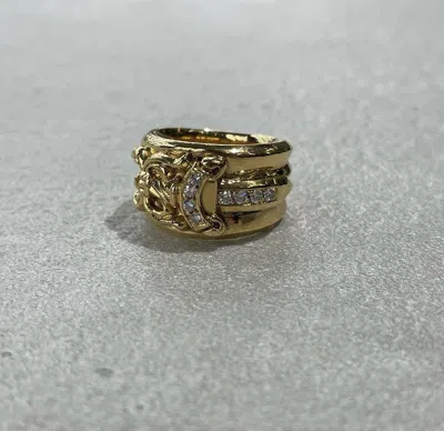 Pre-owned Chrome Hearts 22k Gold Diamond Dagger Ring