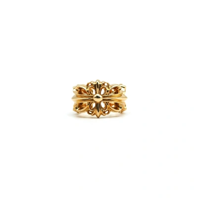 Pre-owned Chrome Hearts 22k Gold Floral Cross Ring ModeSens