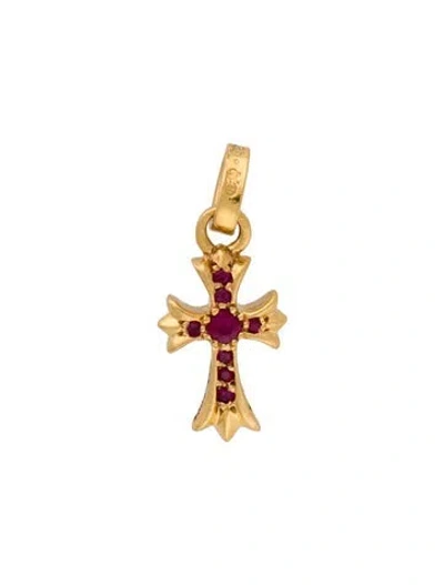 Pre-owned Chrome Hearts 22k Ruby Baby Fat Cross Pendant In Multi