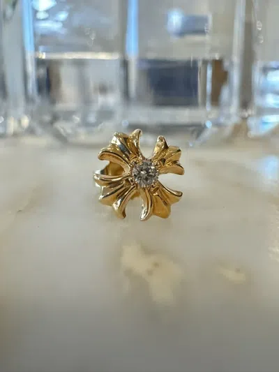 Pre-owned Chrome Hearts 22k Yellow Gold Diamond Plus Stud Earring