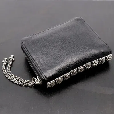 【テレビで話題】 Zipper Round Chain 3 Hearts Chrome Pre-owned Wallet Black In 小物