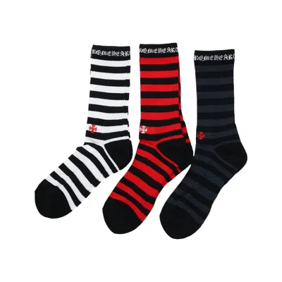 Pre-owned Chrome Hearts 3-pack Striped Socks 'multicolor' | Multi-color | Men's Size L