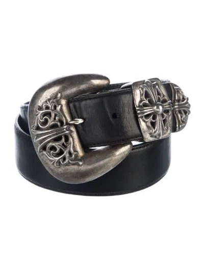 Pre-owned Chrome Hearts 3-piece Talon Leather Belt In Black/silver