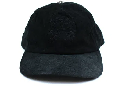Pre-owned Chrome Hearts 5 Panel Suede Baseball Cap In Black