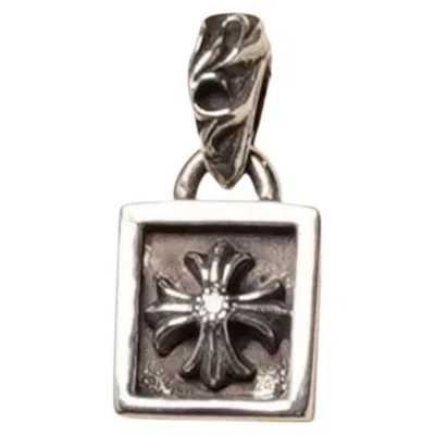 Pre-owned Chrome Hearts .925 Sterling Silver Framed Ch Plus Diamond Charm 1998 Pendant In Multiple