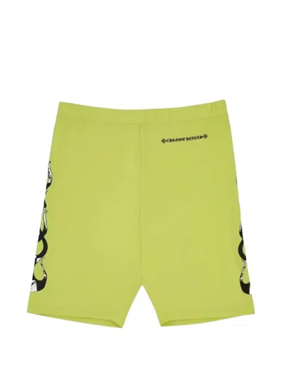 Chrome Hearts 99 Eyes Flame-print Bike Shorts In Green