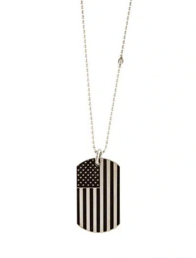 Pre-owned Chrome Hearts America Flag Richard Stark Dog Tag Pendant Necklace, 25.25" In Multi