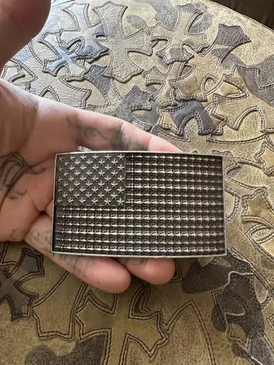 Pre-owned Chrome Hearts America Usa Flag Solid Silver Belt Buckle